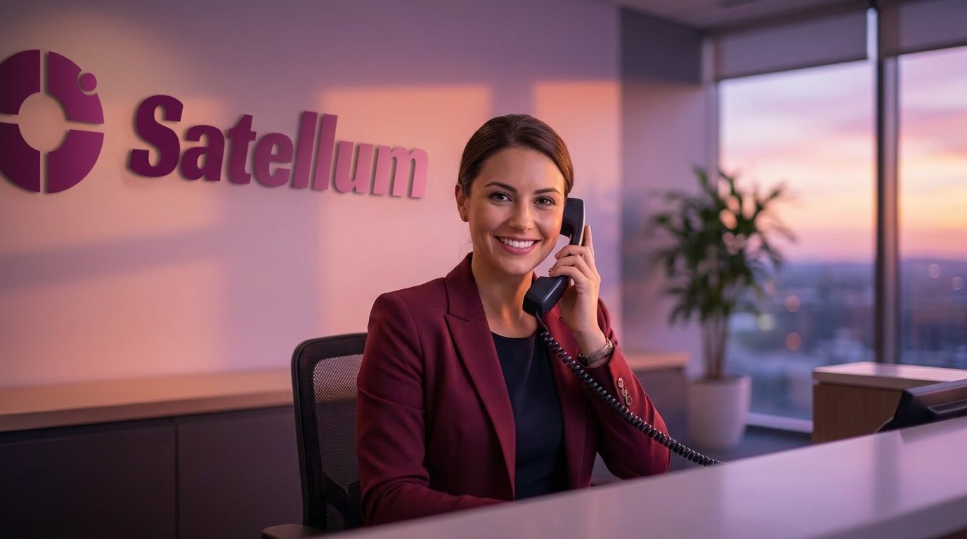 Satellum representative assisting a customer by phone